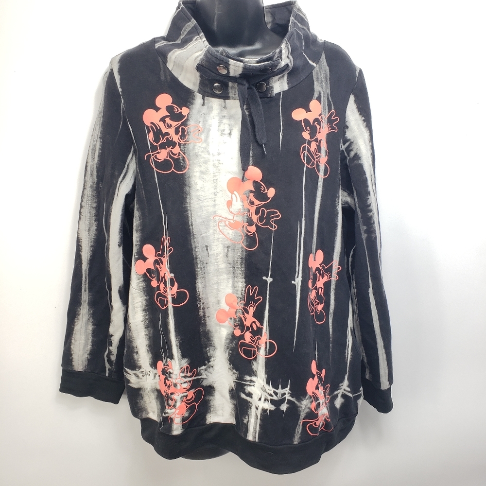 Paris Una Women's Tie Dye Mickey Cowl Collar Sweat